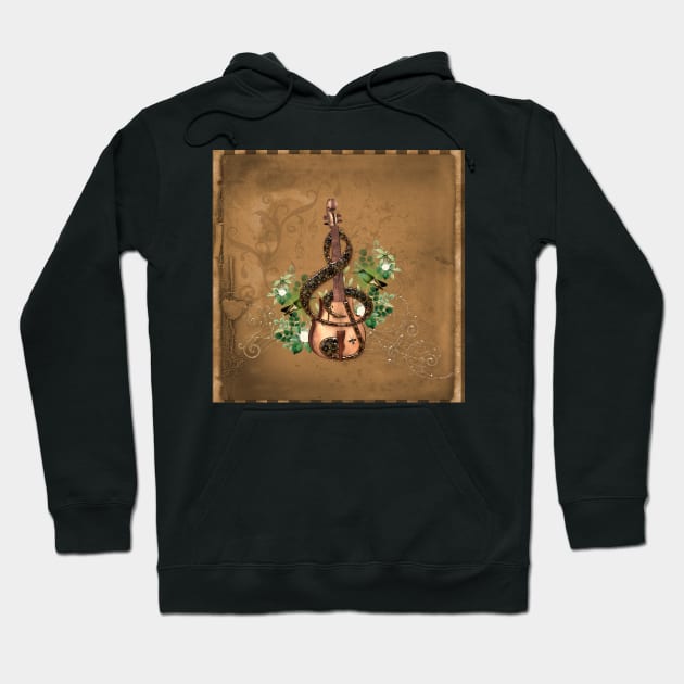 Music, Violin with clef, flowers and birds Hoodie by Nicky2342